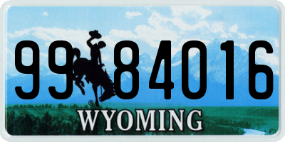 WY license plate 9984016