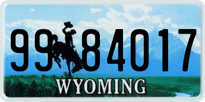 WY license plate 9984017