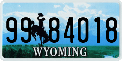 WY license plate 9984018