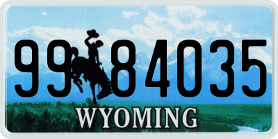 WY license plate 9984035