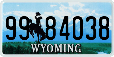 WY license plate 9984038