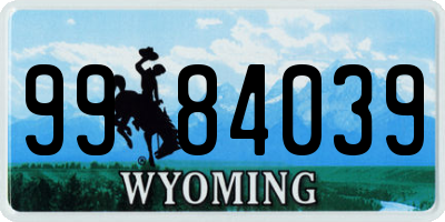 WY license plate 9984039