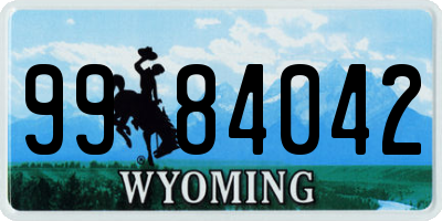 WY license plate 9984042