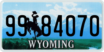 WY license plate 9984070