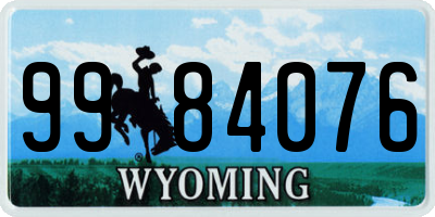 WY license plate 9984076