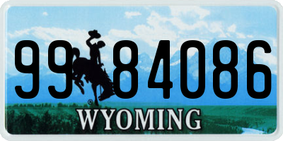 WY license plate 9984086