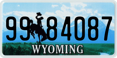 WY license plate 9984087