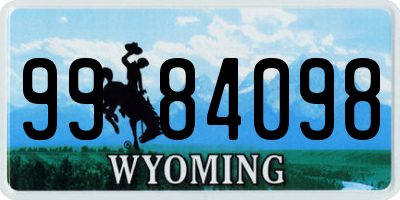 WY license plate 9984098