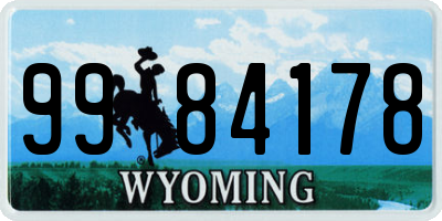 WY license plate 9984178