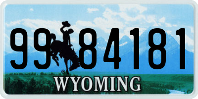 WY license plate 9984181