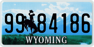 WY license plate 9984186