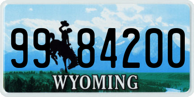 WY license plate 9984200