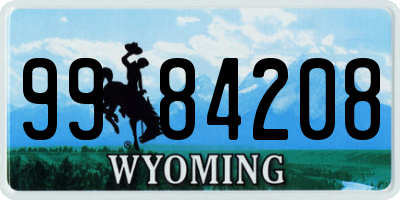 WY license plate 9984208