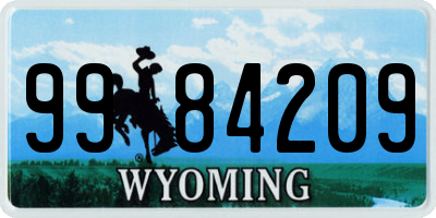 WY license plate 9984209