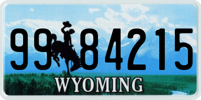WY license plate 9984215