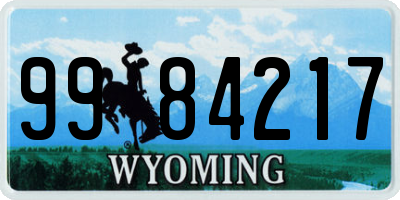 WY license plate 9984217