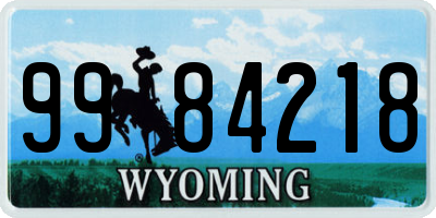 WY license plate 9984218