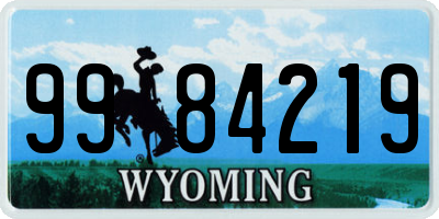 WY license plate 9984219