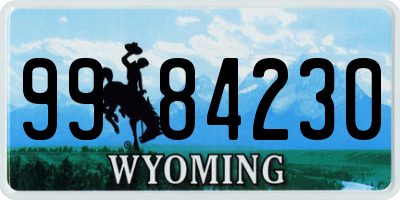 WY license plate 9984230