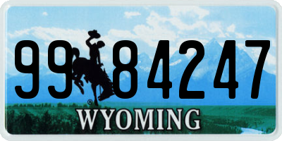 WY license plate 9984247