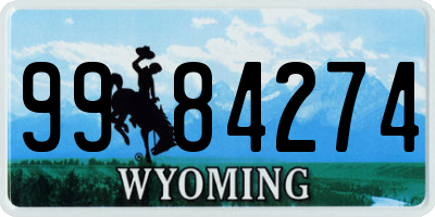 WY license plate 9984274