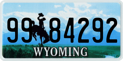 WY license plate 9984292