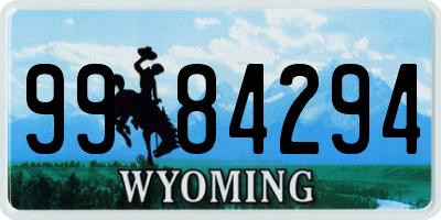 WY license plate 9984294