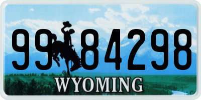 WY license plate 9984298