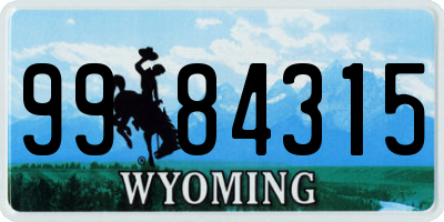 WY license plate 9984315