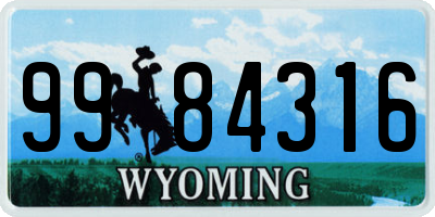 WY license plate 9984316