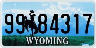 WY license plate 9984317