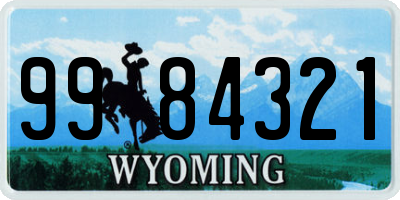 WY license plate 9984321