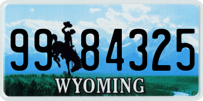 WY license plate 9984325