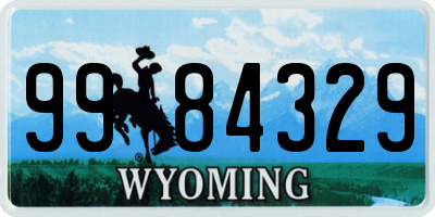 WY license plate 9984329