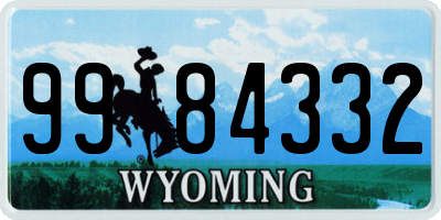 WY license plate 9984332
