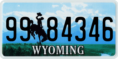 WY license plate 9984346