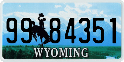 WY license plate 9984351