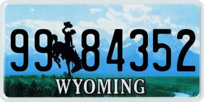 WY license plate 9984352