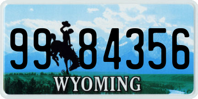 WY license plate 9984356