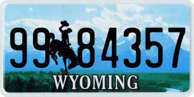 WY license plate 9984357