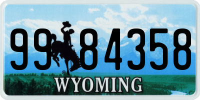 WY license plate 9984358