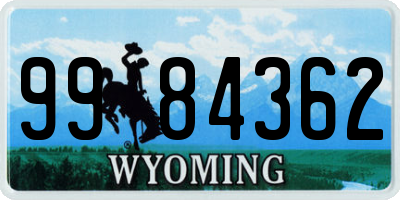 WY license plate 9984362