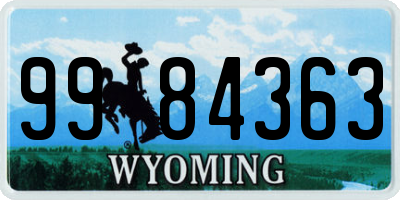 WY license plate 9984363