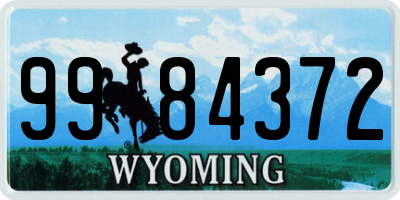 WY license plate 9984372