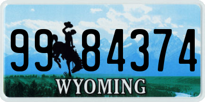 WY license plate 9984374