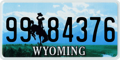 WY license plate 9984376