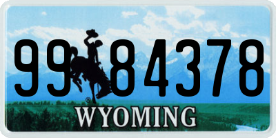 WY license plate 9984378