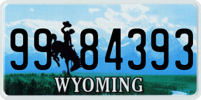 WY license plate 9984393