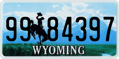 WY license plate 9984397