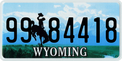 WY license plate 9984418